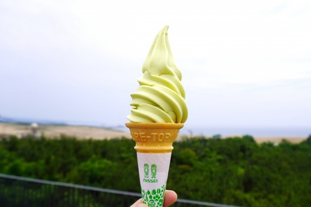 鳥取砂丘で味わう梨ソフトクリーム